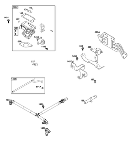 Throttle Body And Fuel Supply Group Diagram and Parts List for 54E177-0111-J1 400000 - 699999 Briggs and Stratton Engine